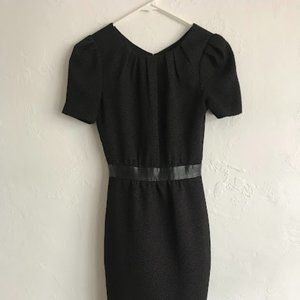 H&M Pleated Neck Ruffle Sleeve Faux Leather Waist Size 2